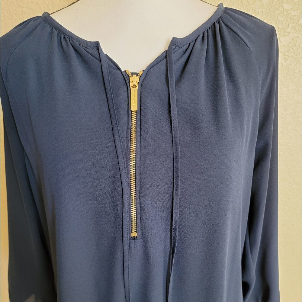 MICHAEL Michael Kors Navy Blouse with Gold Zipper - Picture 5 of 10